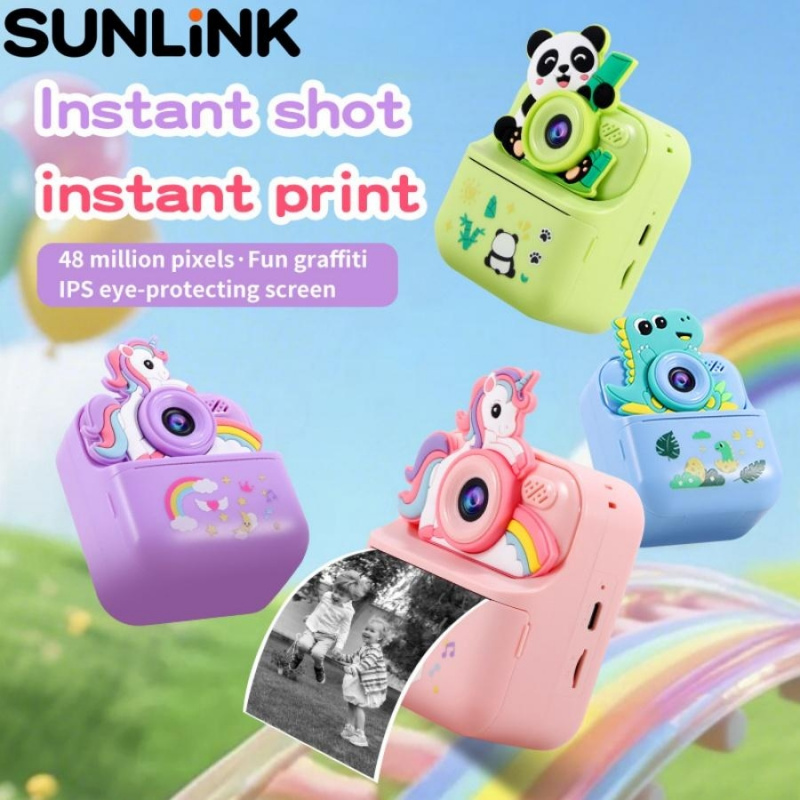 Photo Printer - 1pc 子供用インスタントカメラビデオフォトプリンター HD デジタルカメラ女の子男の子ユニコーン恐竜誕生日プレゼントゲームコンソール
