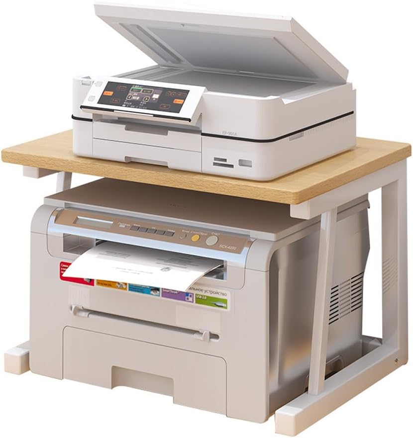 Commercial Book Printing Machines - 2段式木製デスクトッププリンタースタンド – プリンター、スキャナー、ファックス、書籍、ファイル用の省スペースオーガナイザーシェルフ – ホームオフィスデスク用の頑丈な多目的ラック