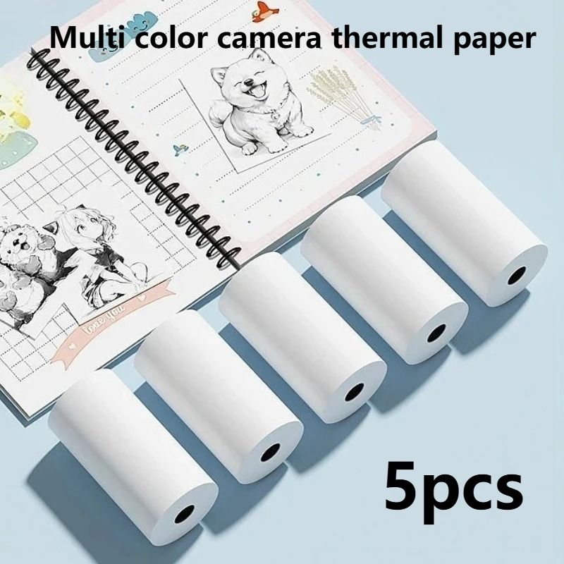Printer Paper - 5 ロール熱粘着ステッカー写真用紙プリンター用品カラーと白黒の感熱紙子供用ローリングペーパーツール