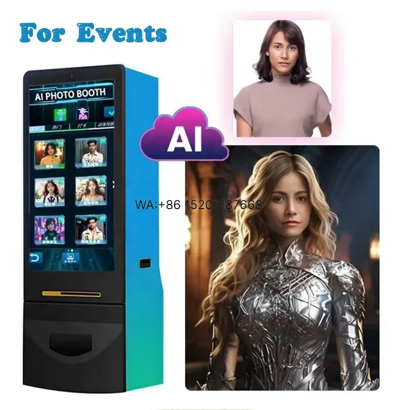 Photo Printer - Wmwmnu AIフォトブースアートジェネレーター、デジタル顔認識機能付きインタラクティブタッチスクリーンプリンター、展示会広告用