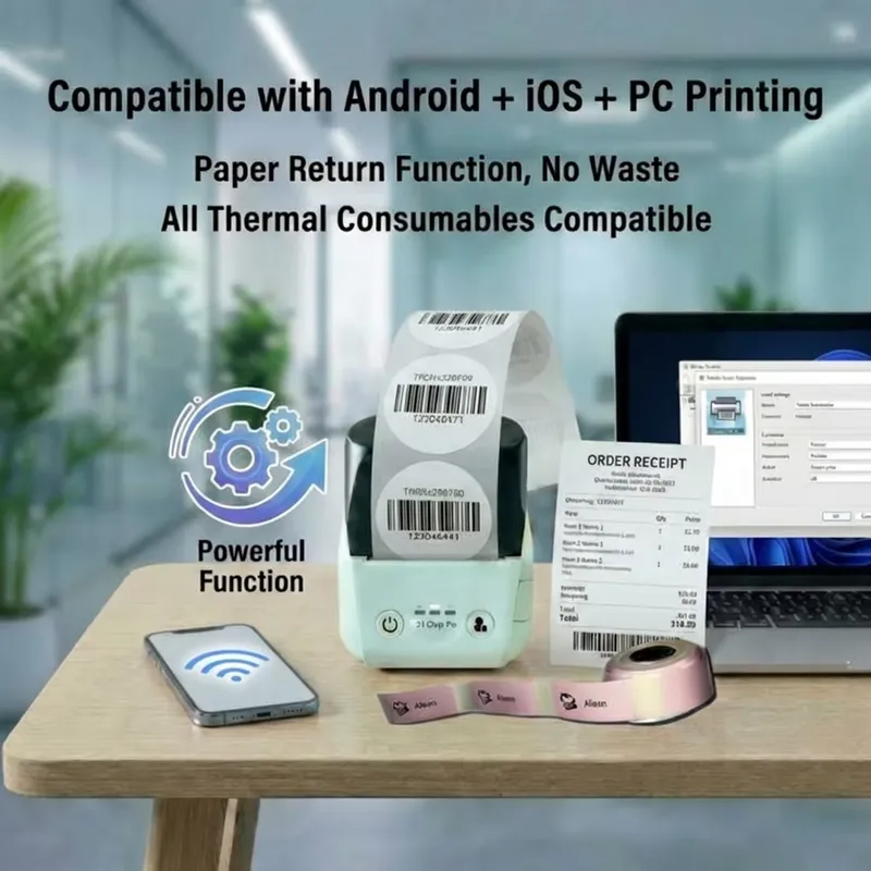 ミニ58mmレシートサーマルポータブルインボイスバーコードP - Label Printer のレビューと価格