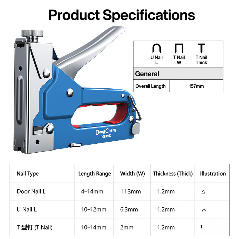 3-in-1 ネイルガン 炭素鋼 4-14mm ドア用 T1 - Stapler Heavy Duty のレビューと価格